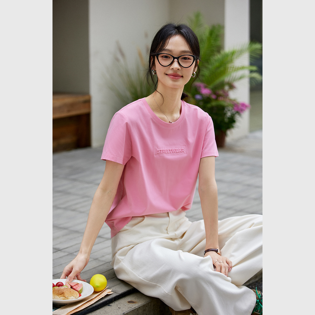 Letter Embossed T-Shirt