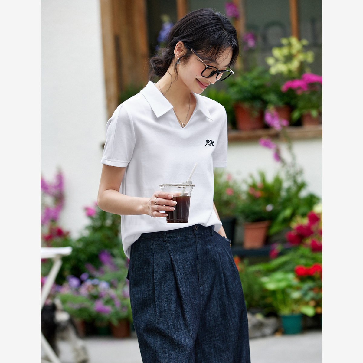 Lapel Cotton T-Shirt
