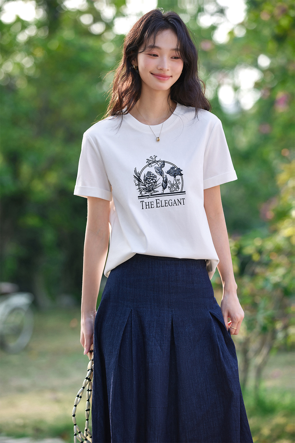 Cotton Printed Straight T-Shirt
