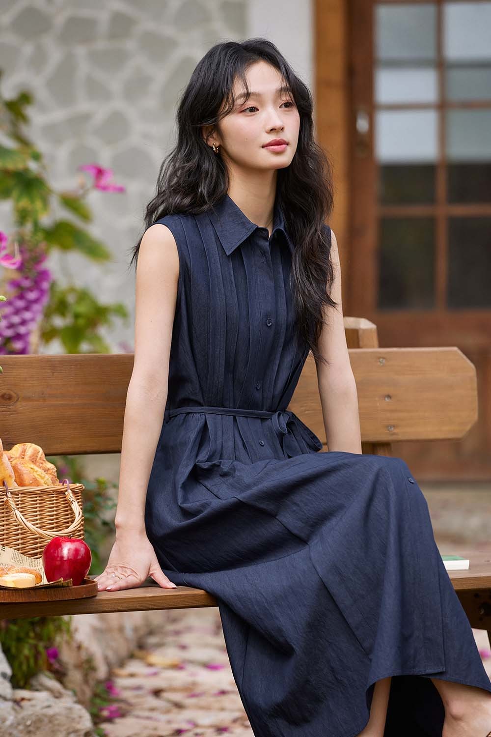 Solid Color Sleeveless A-Line Dress