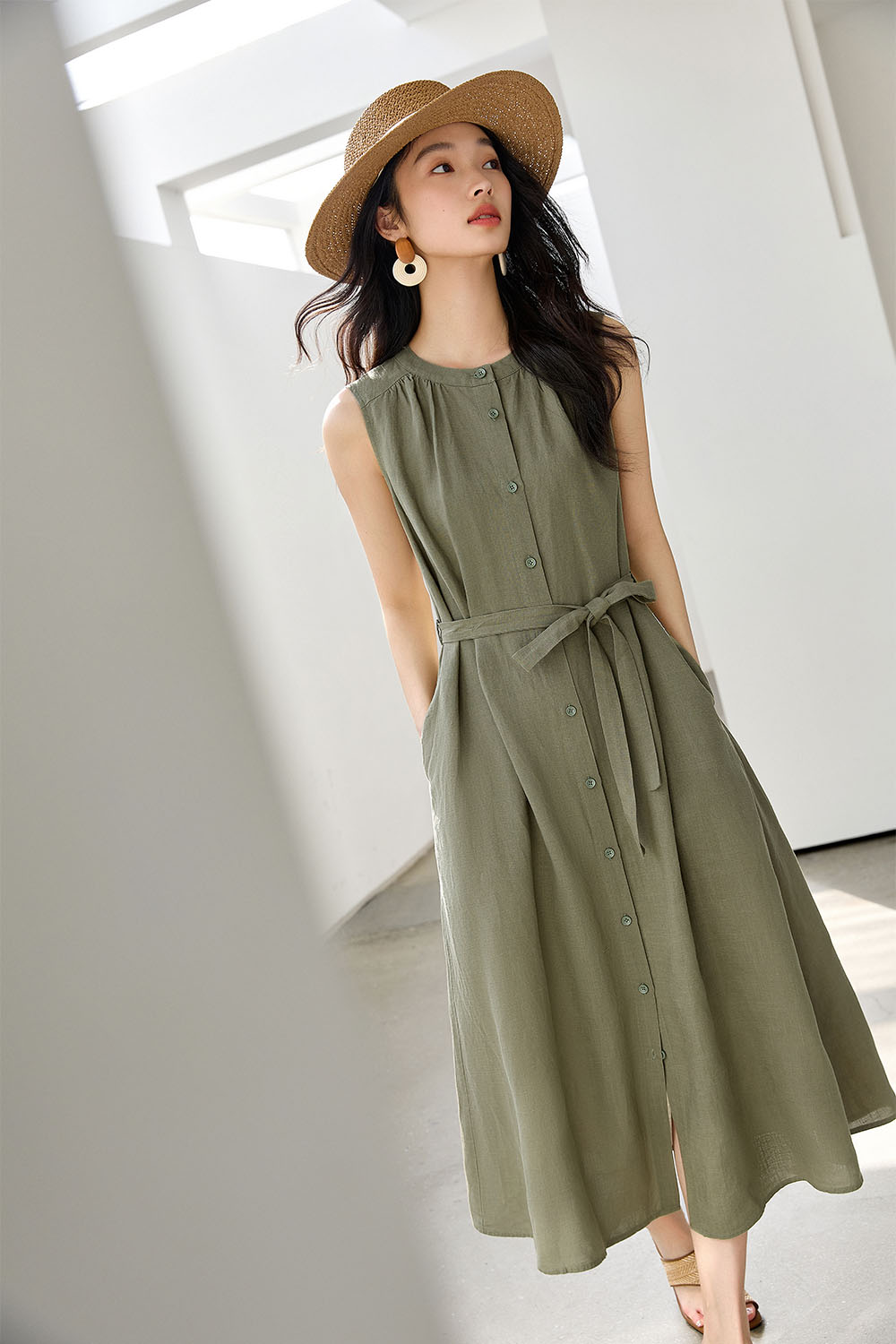 Lyocell Linen Blend Dress-VIMLYSTORE