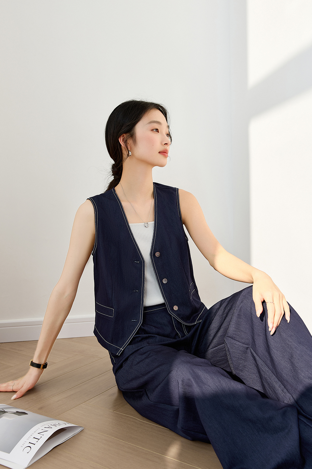 Exposed Stitching Casual Suit