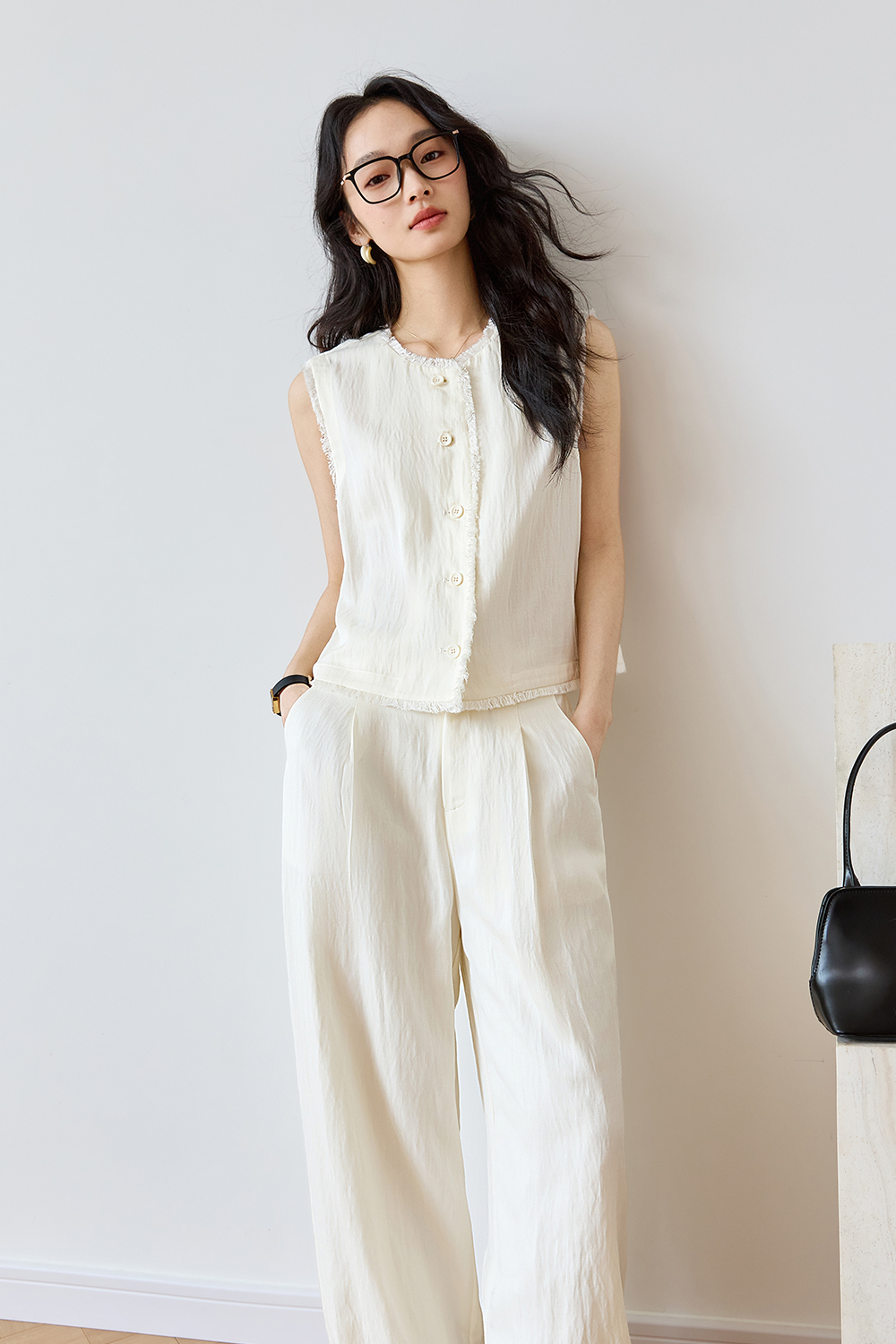 Raw-Edged Vest Straight Suit