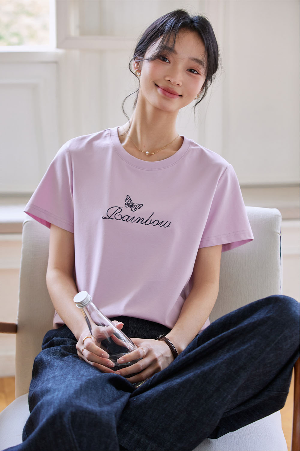 Exquisite Butterfly Embroidered T-Shirt-VIMLYSTORE