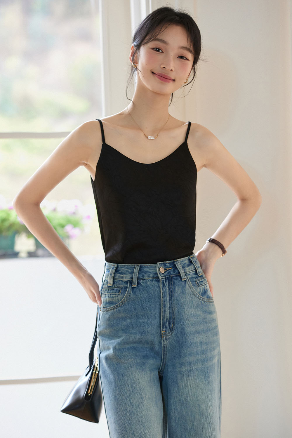 Ruched Round Neck Camisole-VIMLYSTORE