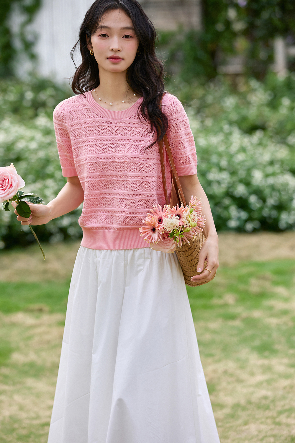 Openwork Striped Sweater