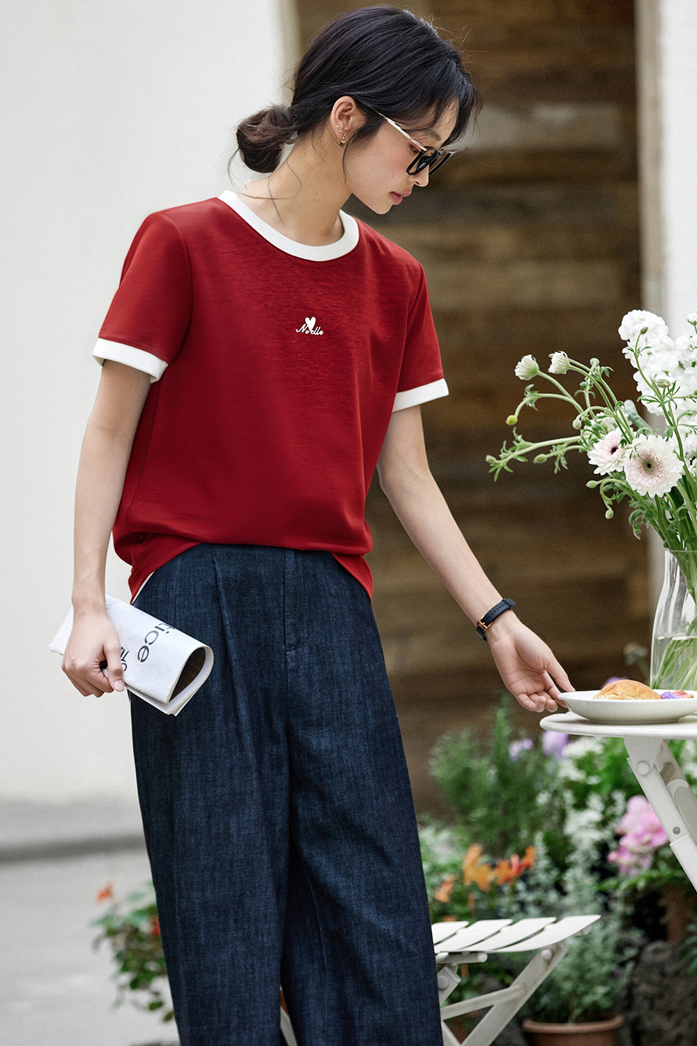 Cotton Blend Straight T-Shirt