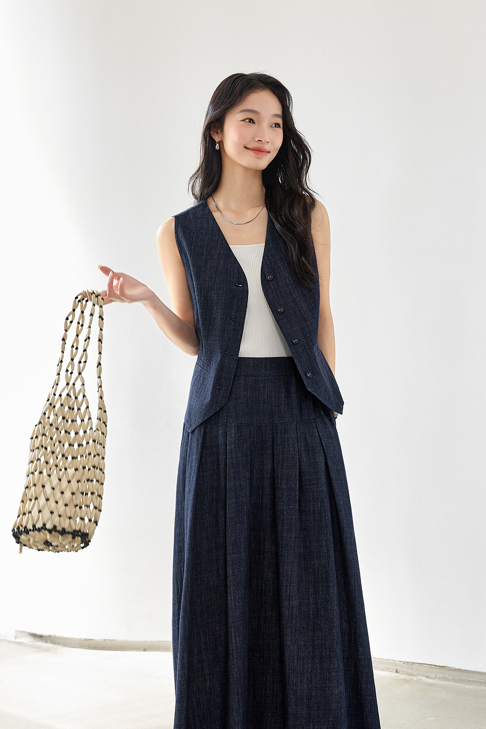 100% Cotton Vest Denim Suit