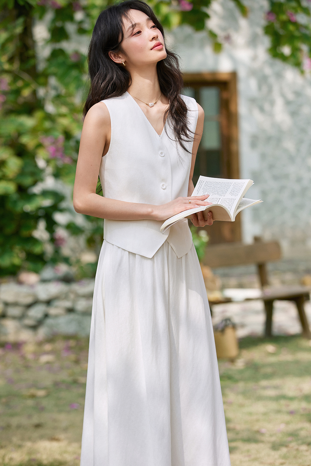 Off-White Simple Two-Piece Suit-VIMLYSTORE