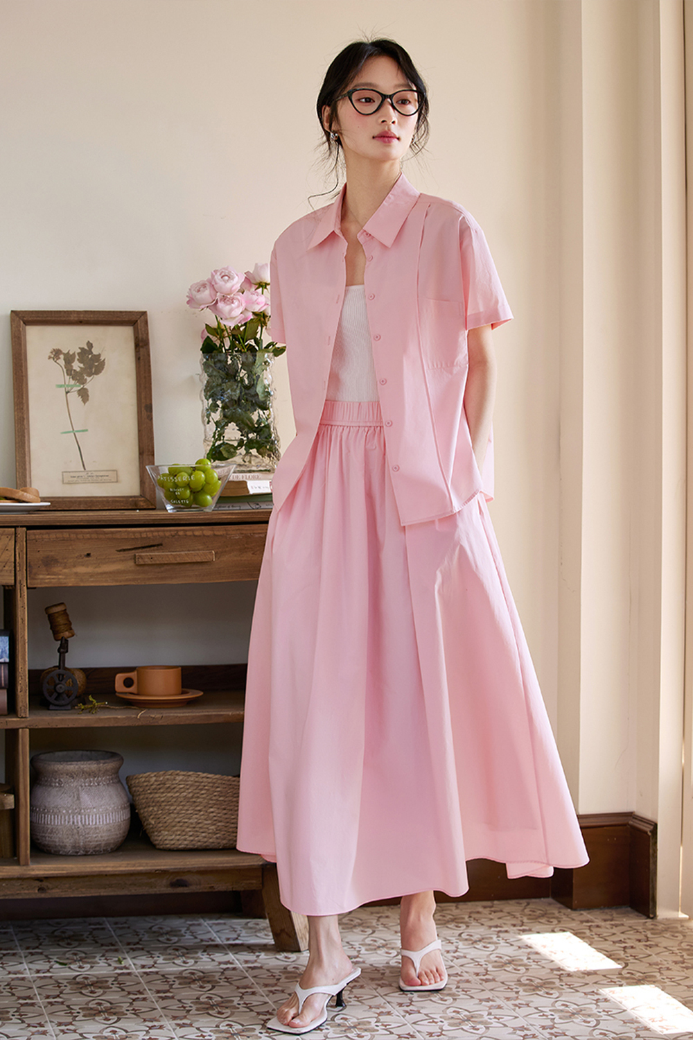 Minimalistic Commuter Sakura powder Suit-VIMLYSTORE