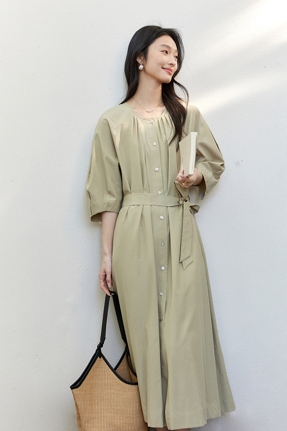 Retro-Chic Lyocell Pencil Dress for Office Elegance-VIMLYSTORE