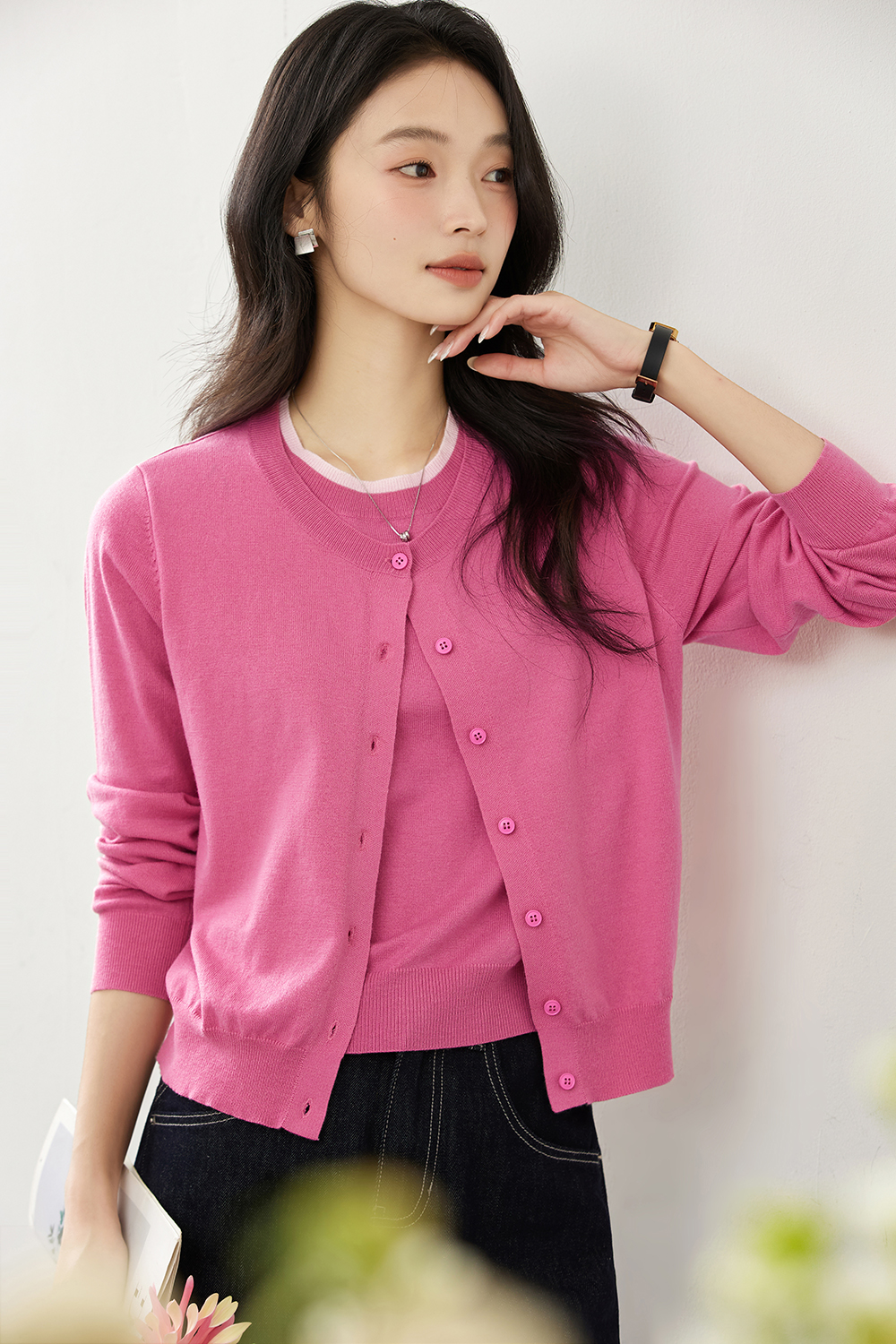 Faux Two-Layer Knit Cardigan Coat-VIMLYSTORE