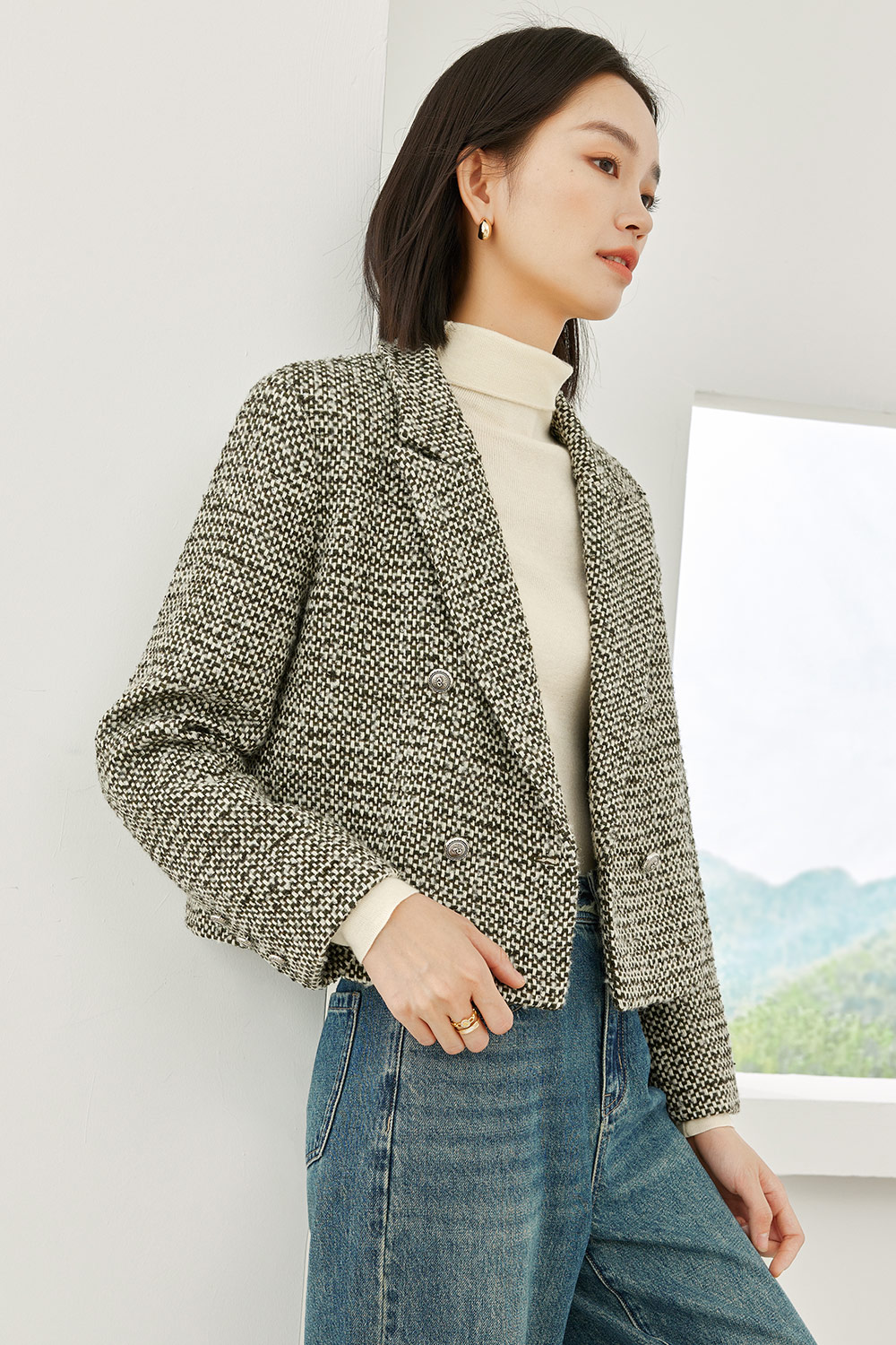 Wool Blend Short Blazer