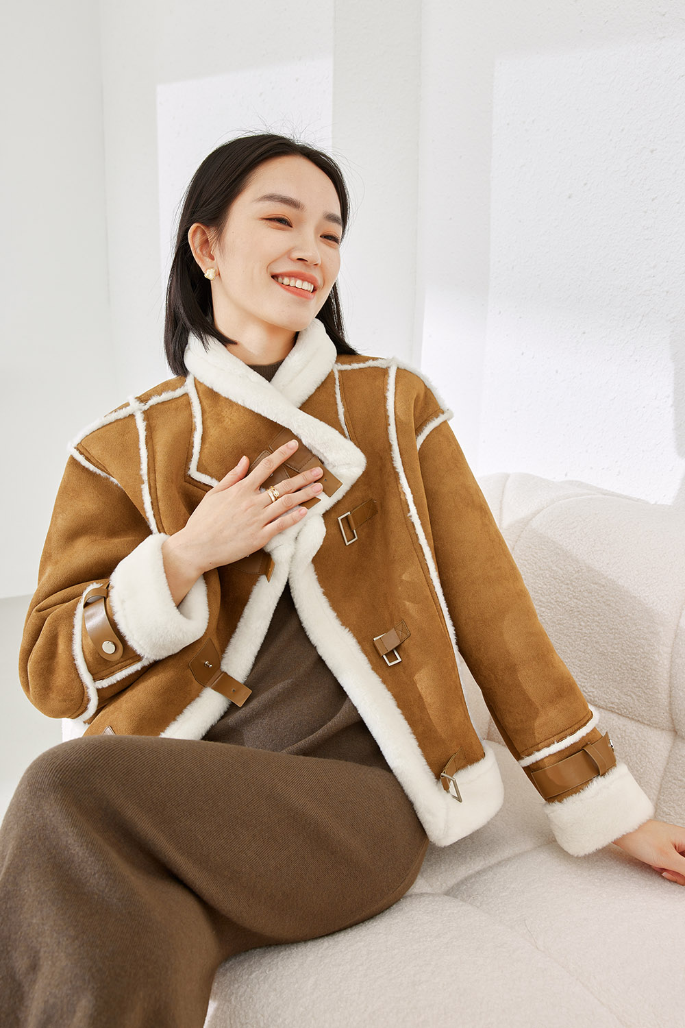 Leather and fur jacket-VIMLYSTORE