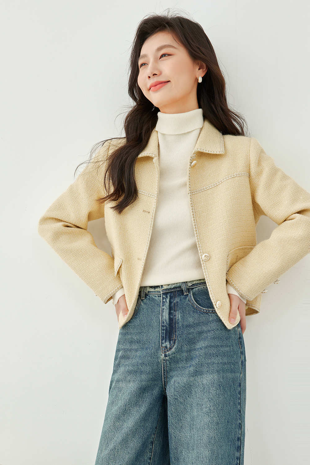 Lapel short jacket
