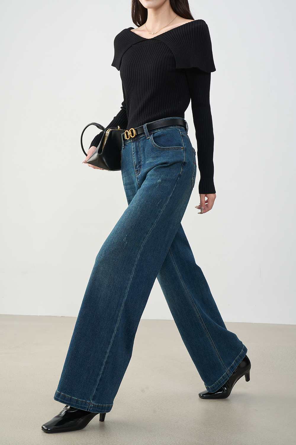 Retro denim blue slim jeans-VIMLYSTORE