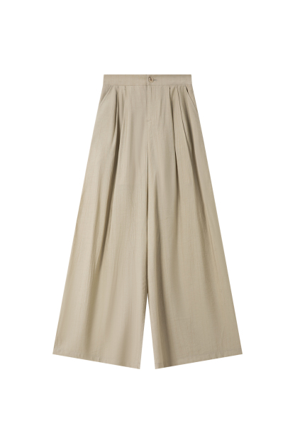 High-Waist Relaxed Wide-Leg Pants with Slimming Drape-VIMLYSTORE