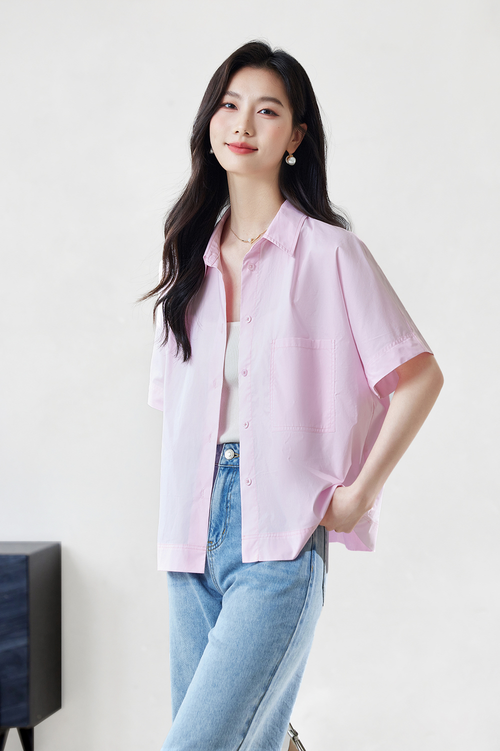 Solid Color Casual Sleeve Shirt