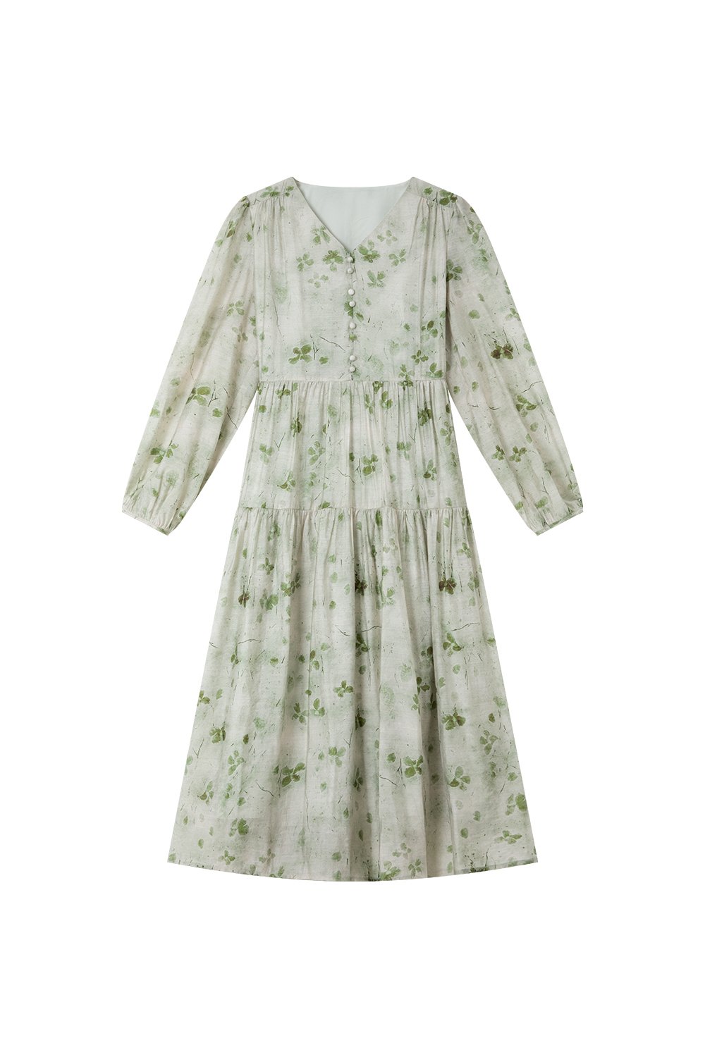 V-Neck Puff-Sleeve Belted Maxi Dress with Waist-Defining Tie-VIMLYSTORE