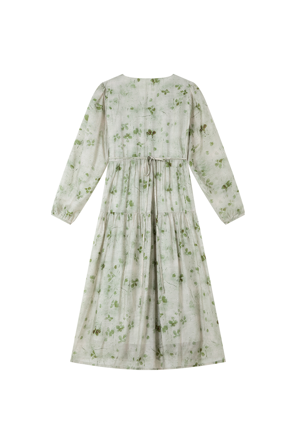 V-Neck Puff-Sleeve Belted Maxi Dress with Waist-Defining Tie-VIMLYSTORE