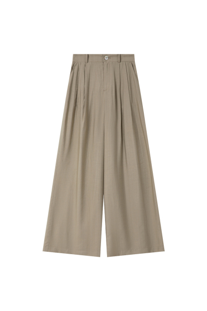 Casual-Commute V-Neck Blazer with High-Waist Wide-Leg Pants Set