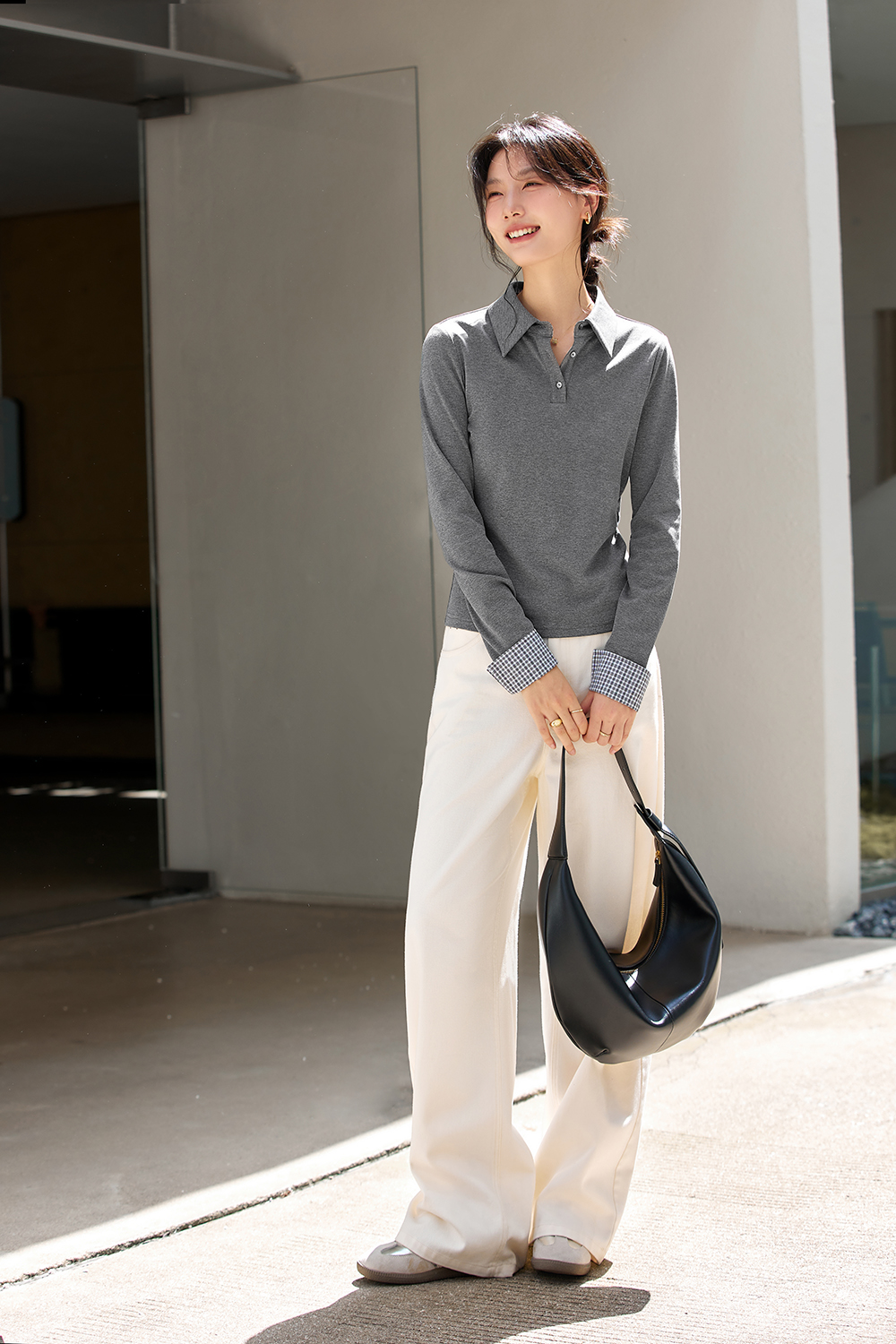 Patchwork Design Long Sleeve T-Shirt-VIMLYSTORE