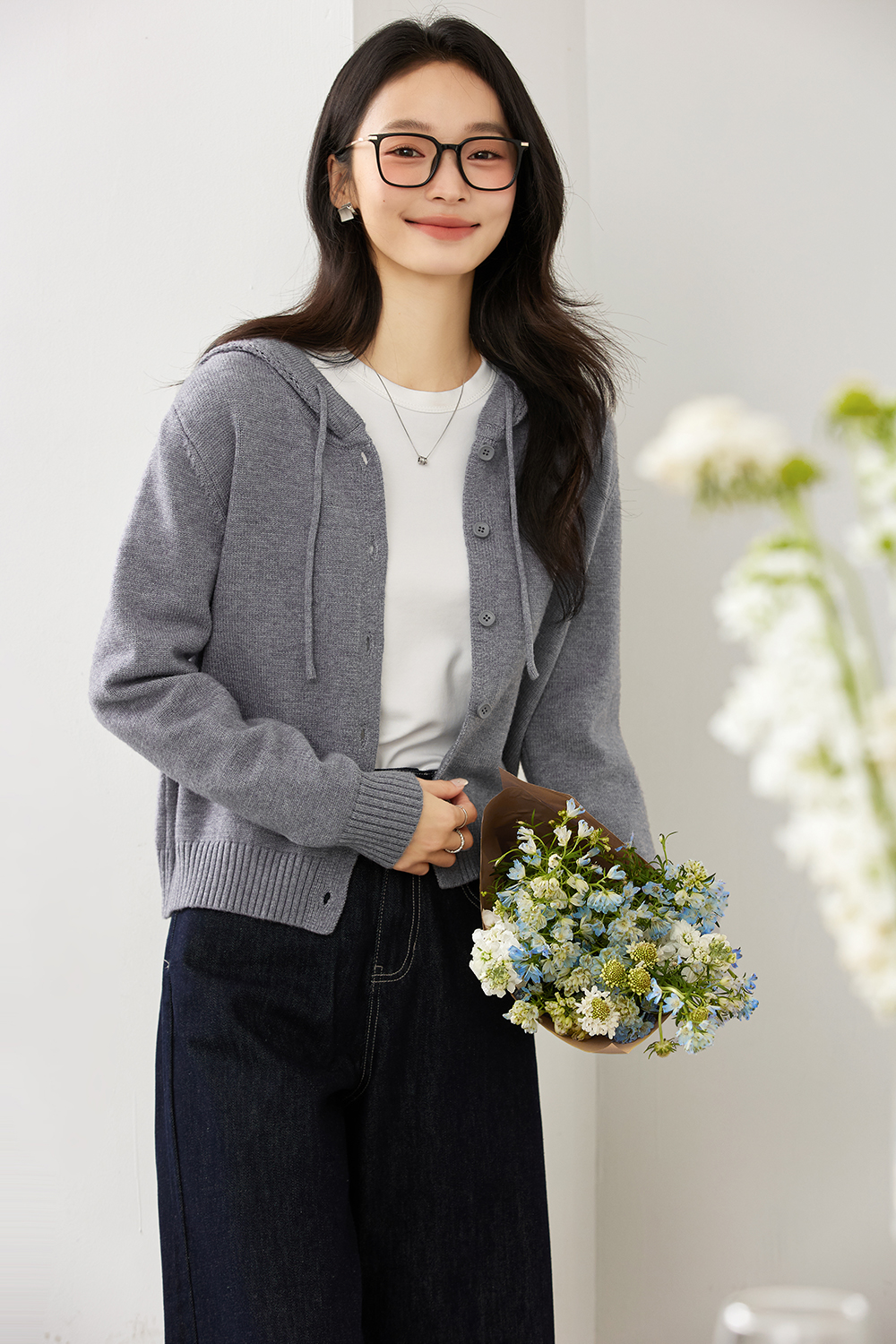 Hooded knitted cardigan coat-VIMLYSTORE