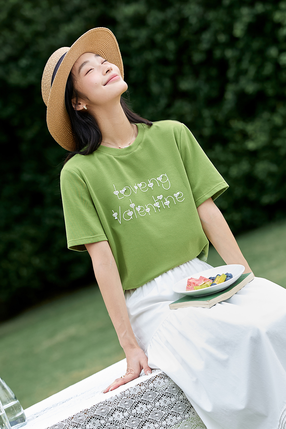 3D Letter Embroidery Short-Sleeve Tee-VIMLYSTORE