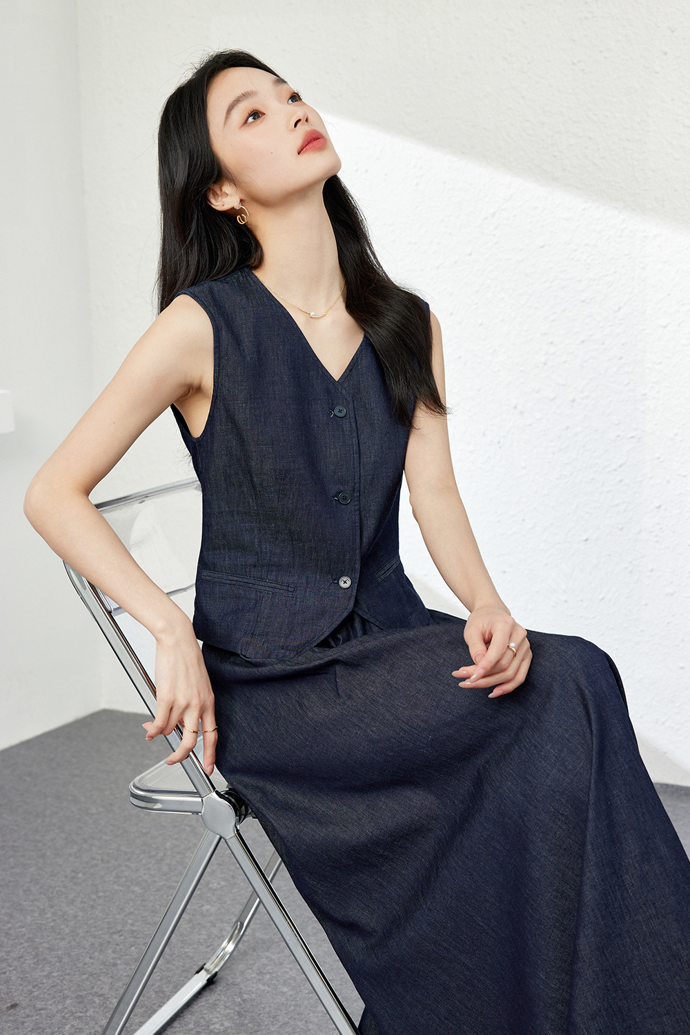 Lightweight Denim Two-Piece Set