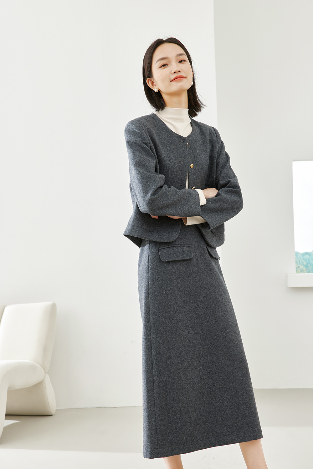 Tucked Cotton Elegant Two Piece Set