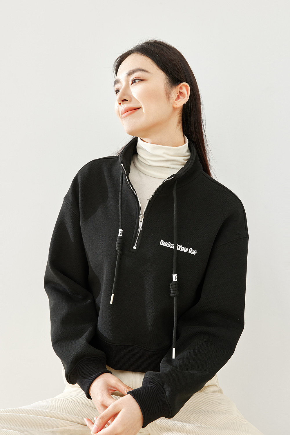 Stand Collar Zipper Hoodie