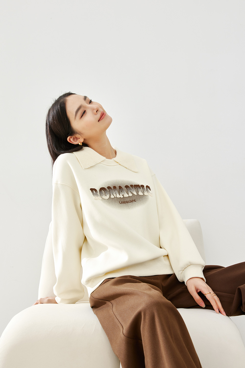 Fake two pieces casual sweater