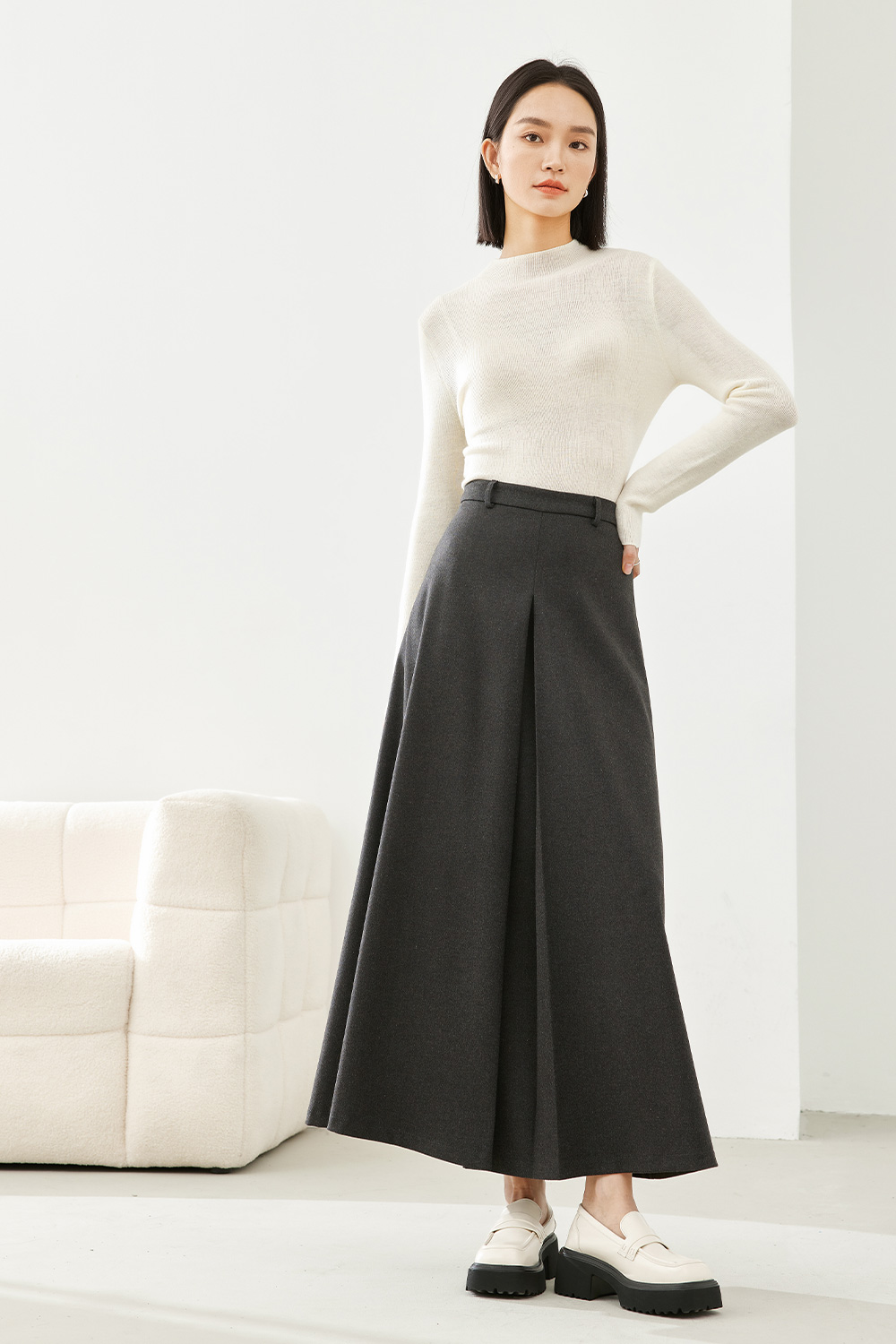 Waisted A-line Half-body Skirt