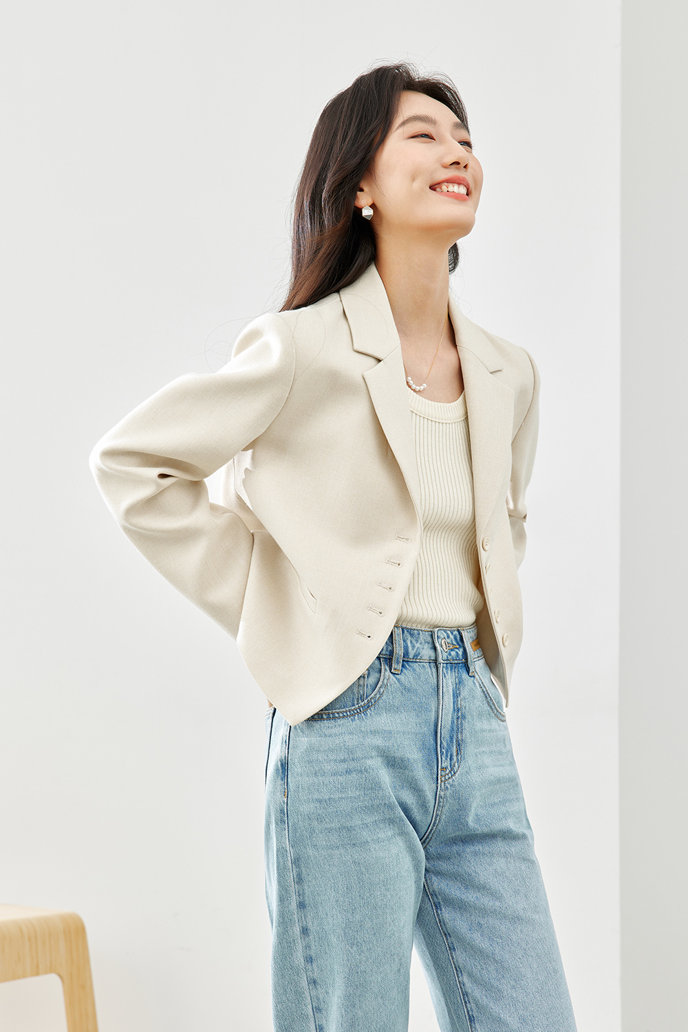 Solid Color Short Suit Jacket