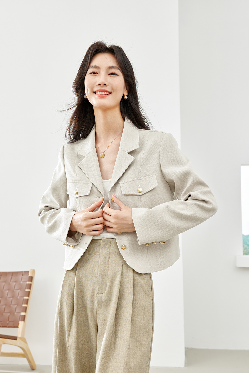 Woven Short Suit Jacket