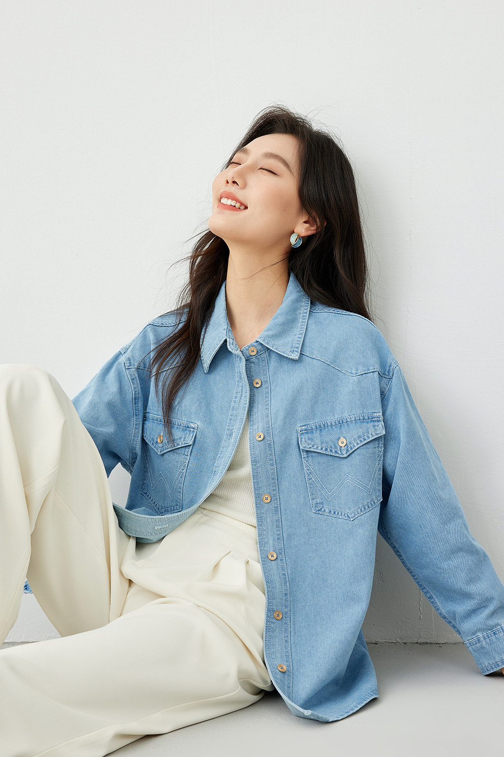 loose denim shirt