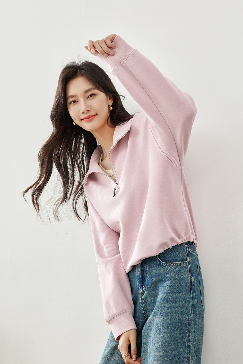 lapel knitted sweatshirt