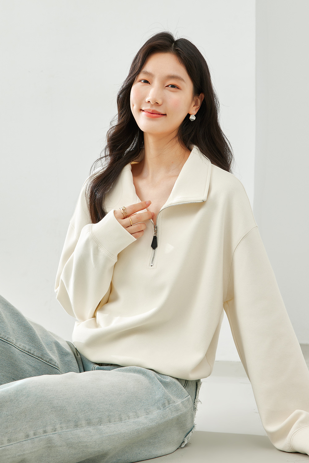 lapel knitted sweatshirt