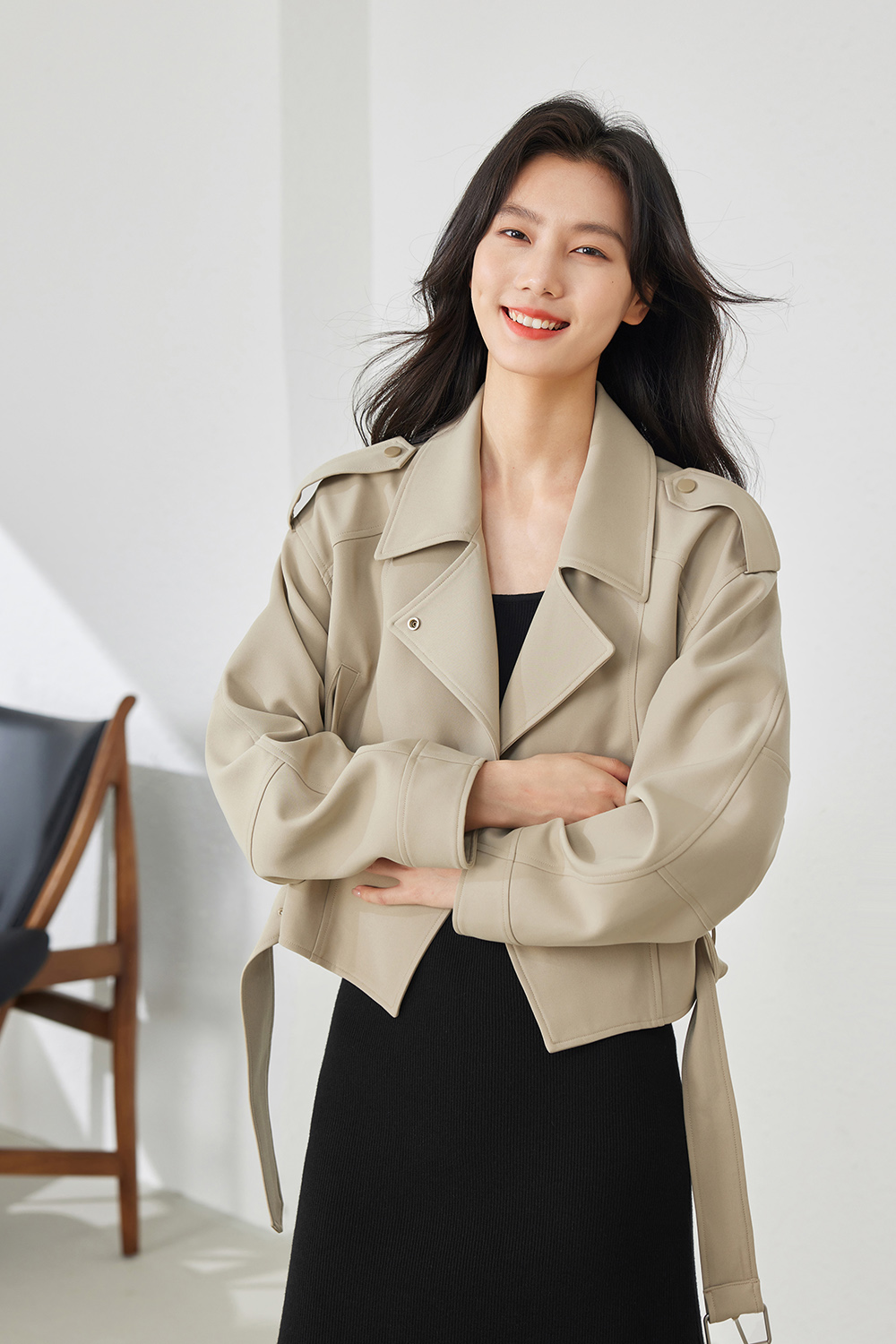 Big Lapel Elegant Windbreaker-VIMLYSTORE