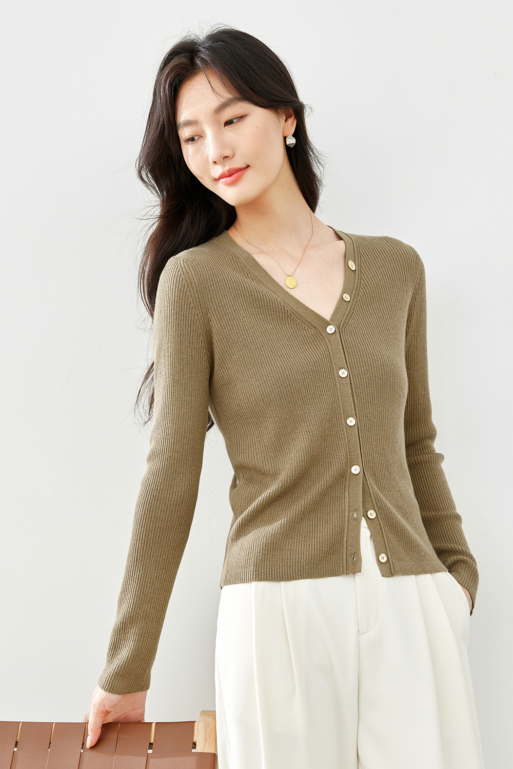 V-Neck Knit Cardigan