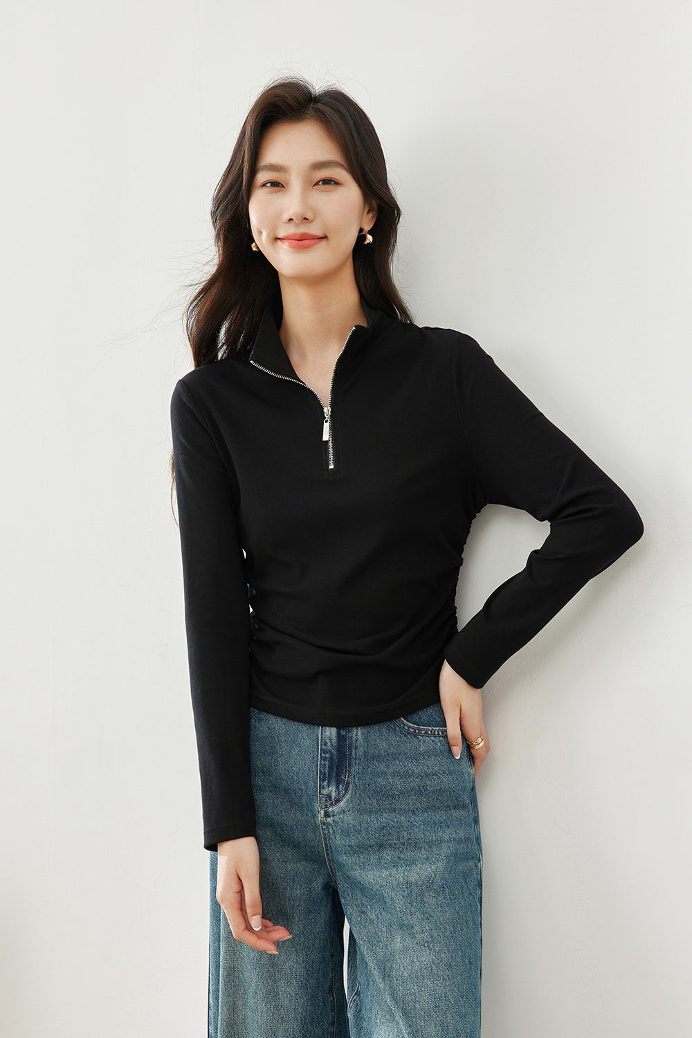 Casual Half-Zip T-Shirt