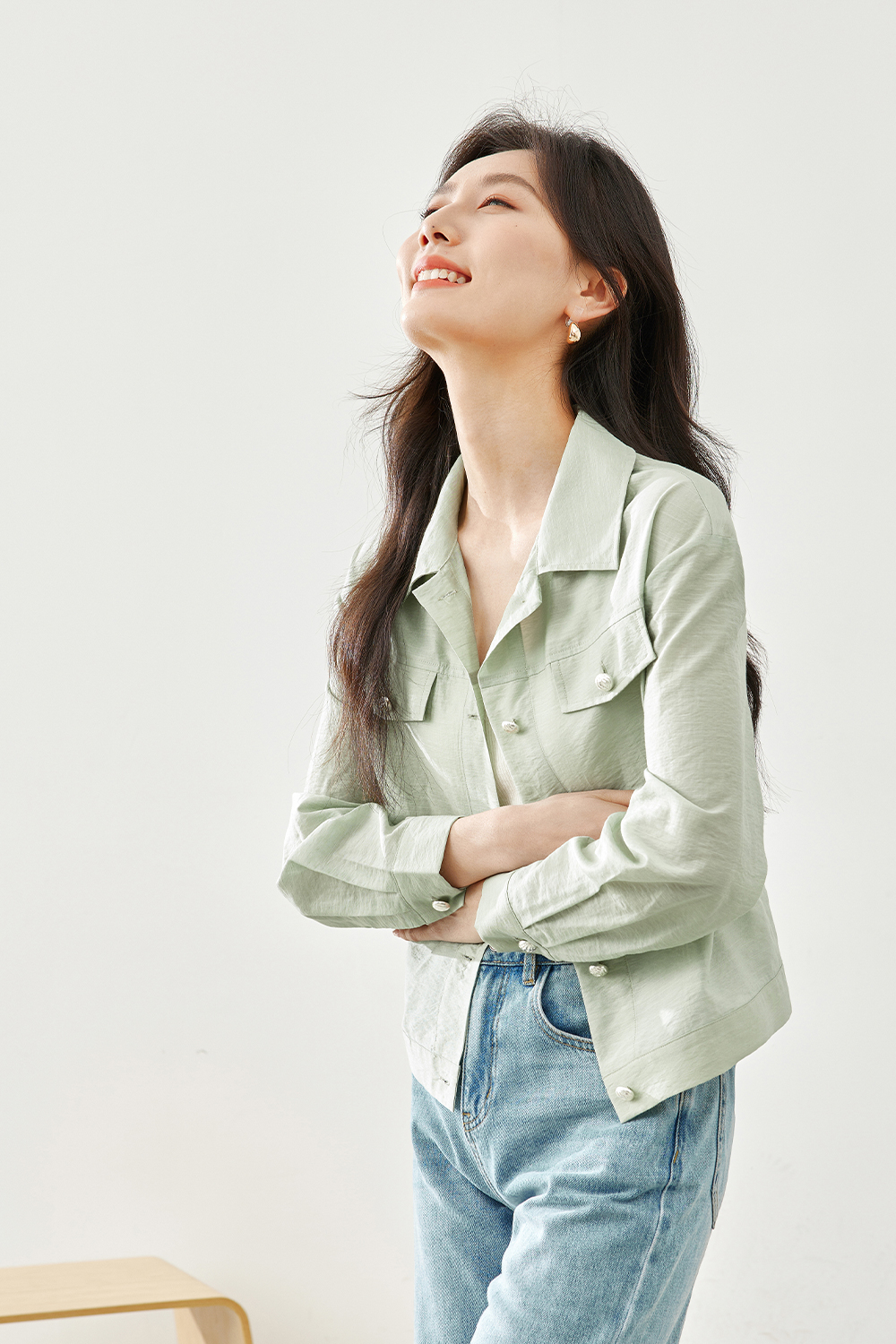 Linen-Blend Lapel Jacket