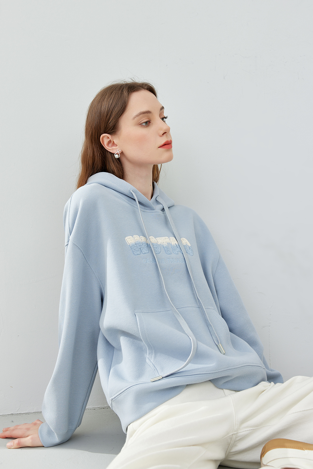 hooded embroidered sweatshirt