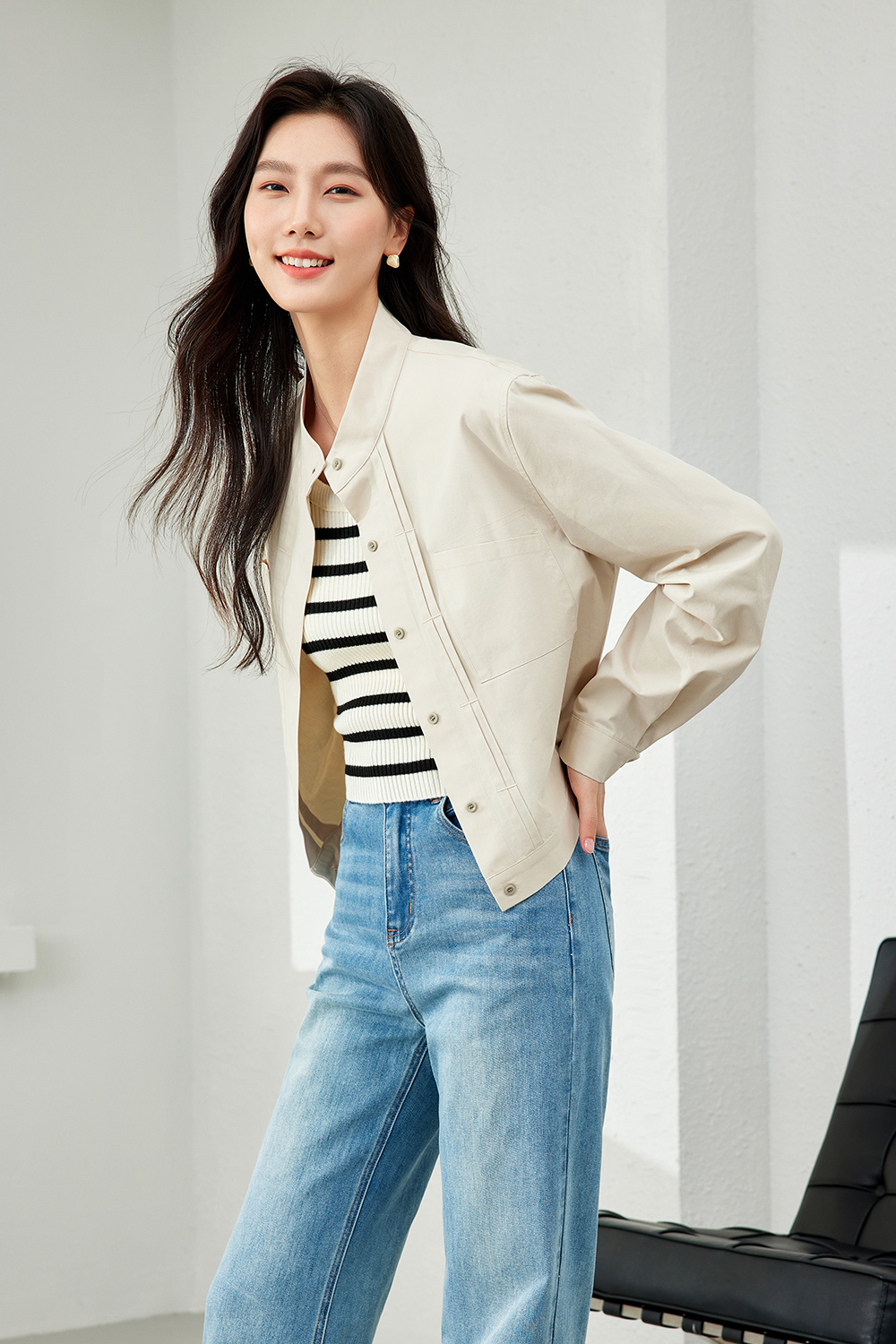 Pure Cotton Stand Collar Jacket