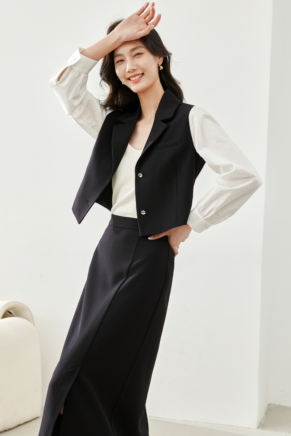 Contrast Color Commuting Two-Piece Set