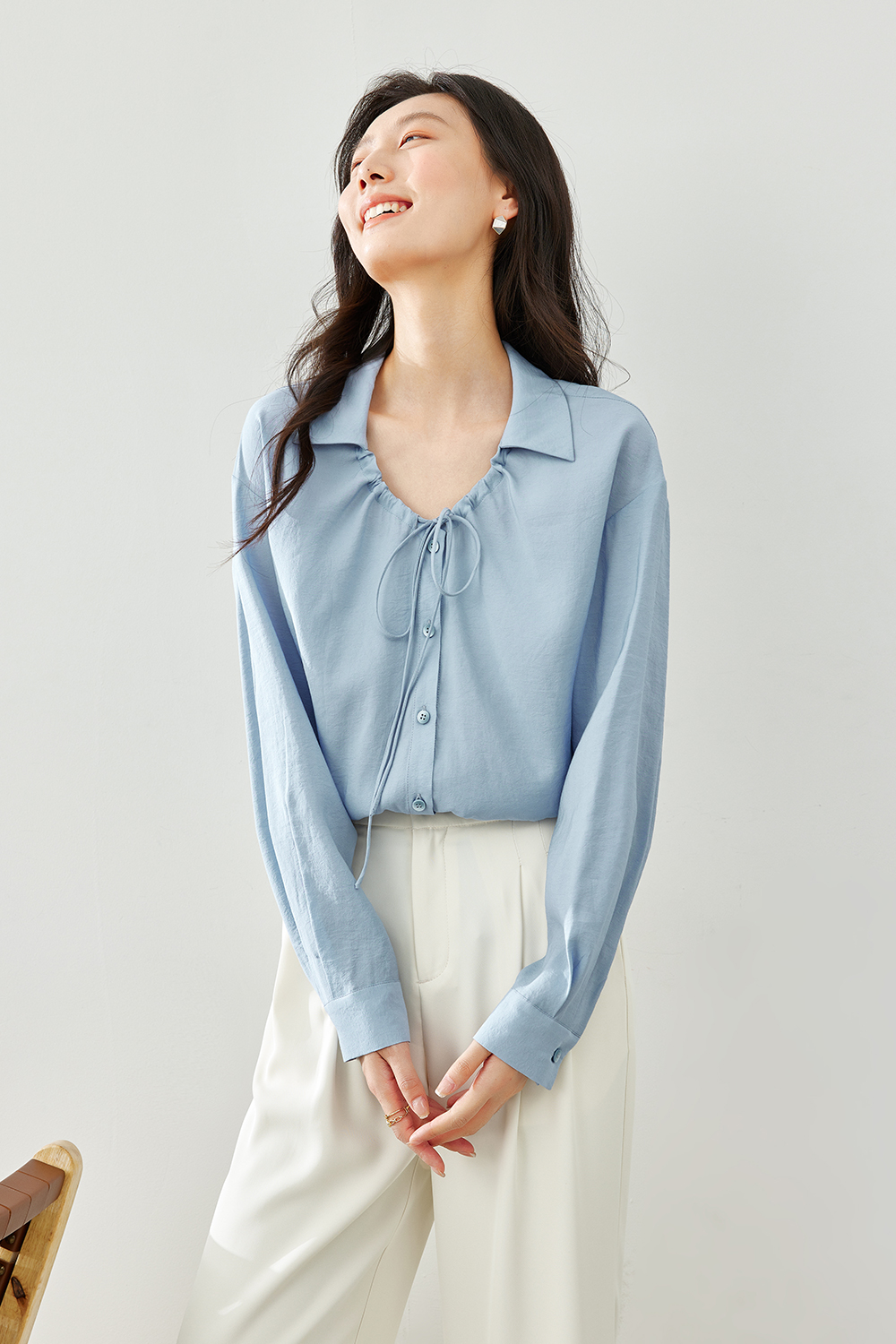 Tie-Neck Chiffon Shirt