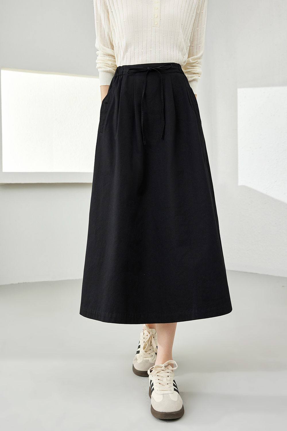 Casual pure cotton A-line skirt