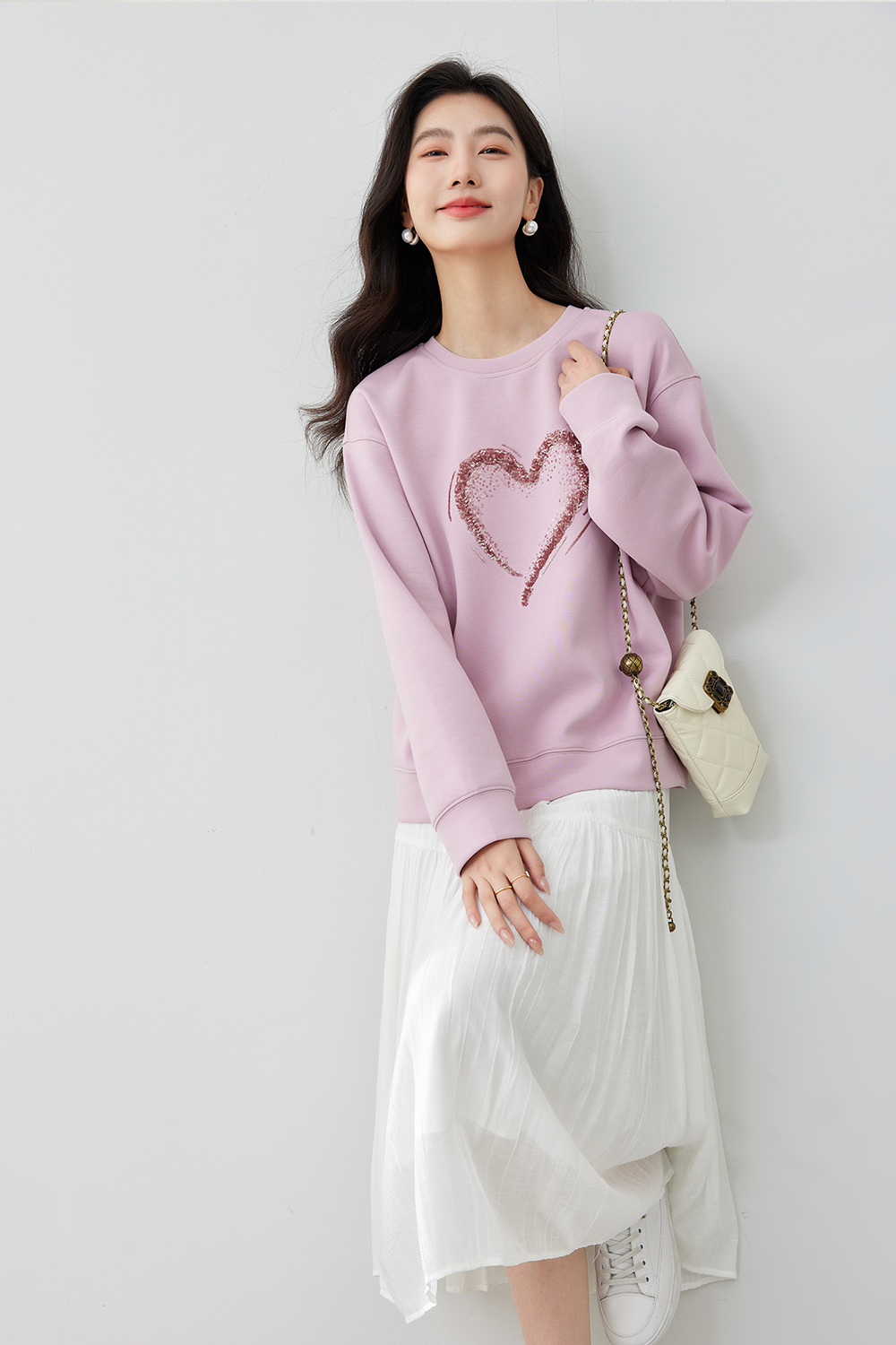 Heart Pattern Sweatshirt-VIMLYSTORE
