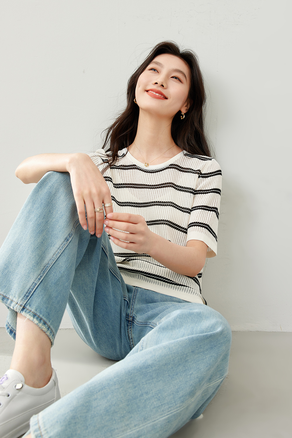 Drawstring Knitted Sweater-VIMLYSTORE