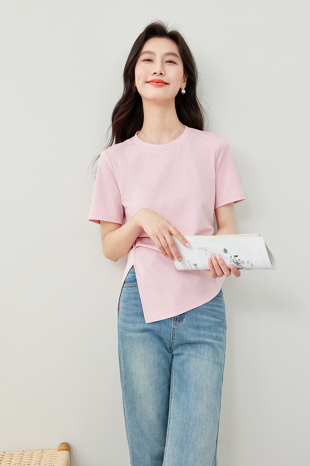Waist Cinched Split Hem T-Shirt